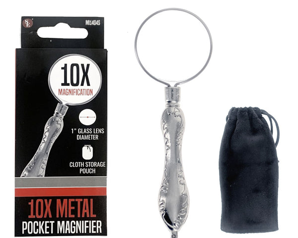 SE Magnifier - Glass Lens Metal Handle with Cloth Patch 10X 1in MI1404S