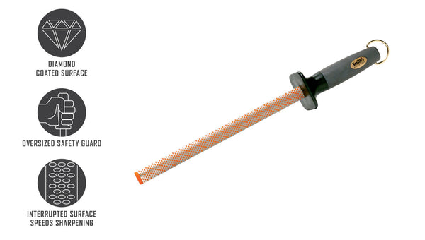 SMITH'S 10" Oval Diamond Sharpening Rod #3001