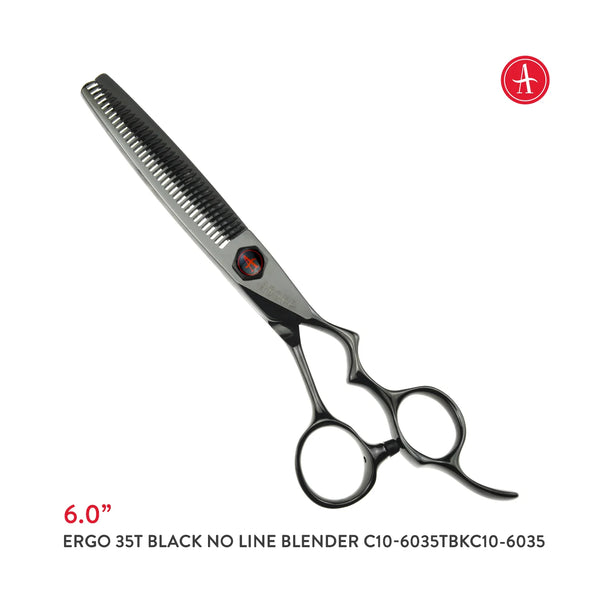 ABOVE PROFESSIONAL SHEARS Ergo 35T Thinning Black No-Line Blender Shears 6.0in C10-6035BK