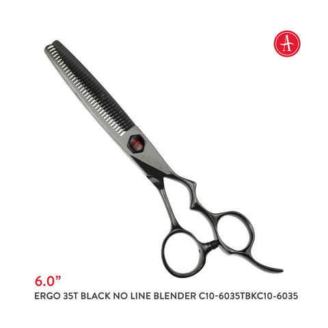 ABOVE PROFESSIONAL SHEARS Ergo 35T Thinning Black No-Line Blender Shears 6.0in C10-6035BK