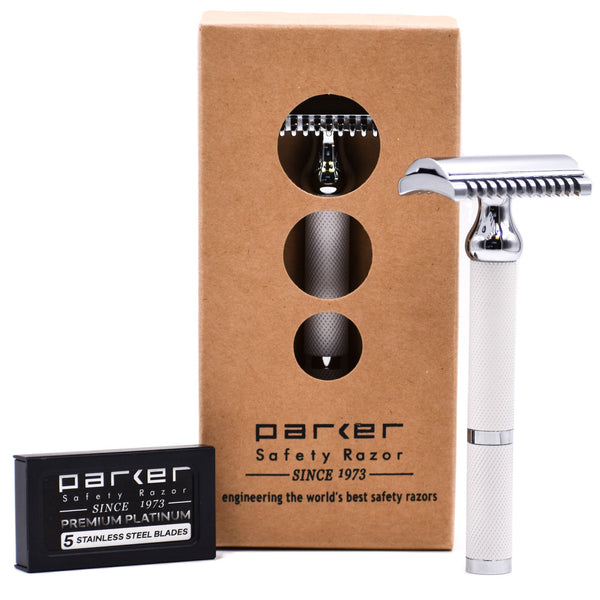PARKER Safety Razor Open Comb White and Chrome 70C