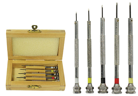 SE 5pc Precision Screwdriver Set in Wood Box 7505SD-B