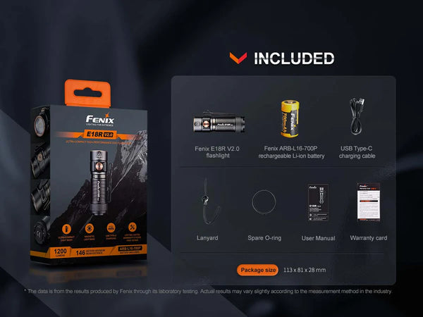 FENIX Flashlight - Rechargeable EDC E18R V2.0