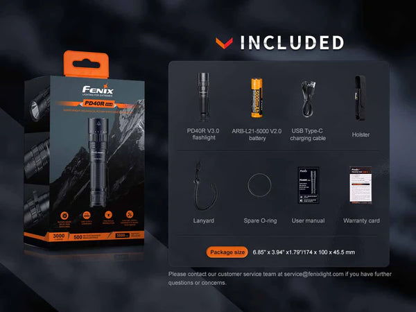 FENIX Rechargeable Flashlight PD40R V3.0