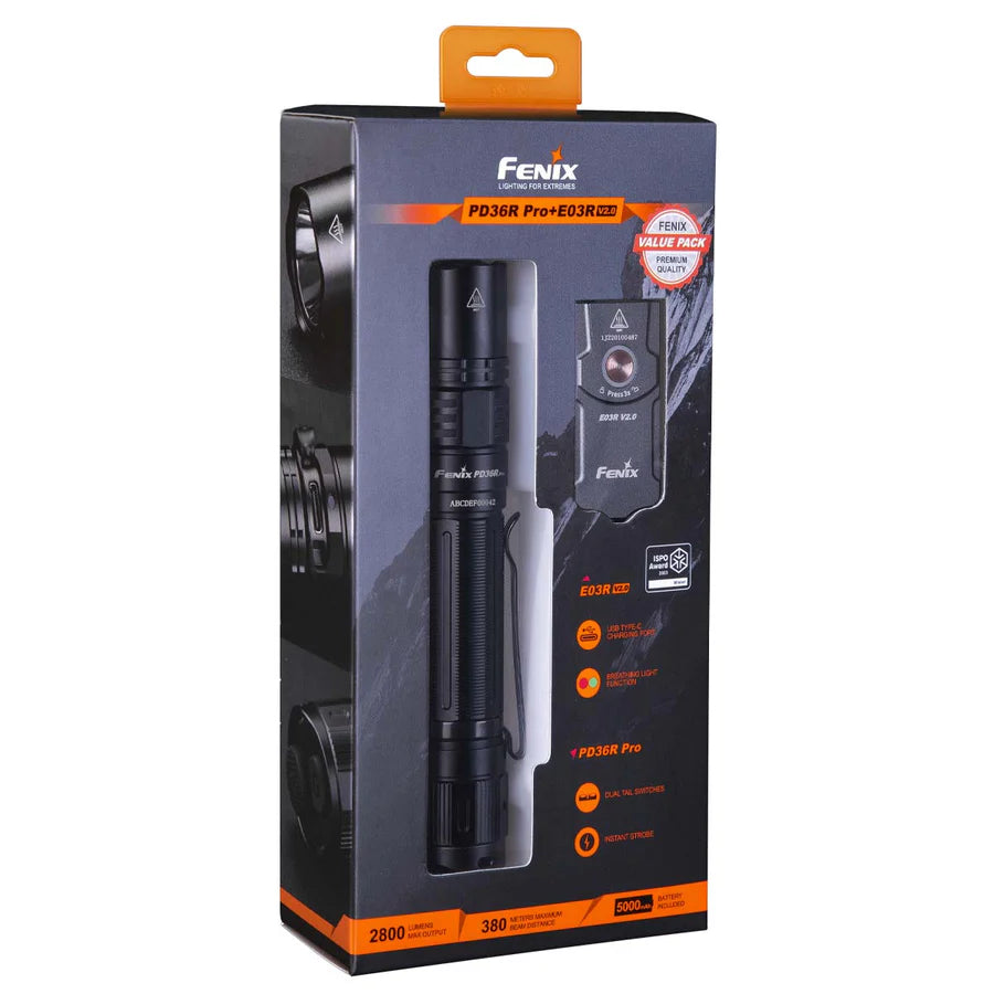 fenix flashlight bundle Dual Battery E35R EDC Flashlight, 3100 Lumens USB-C Rechargeable High Lumen Performance with Extra ARB-L21-5000 and LumenTac Battery Case Introducing our brightest EDC flashlight ever Fenix E09R Rechargeable EDC Flashlight