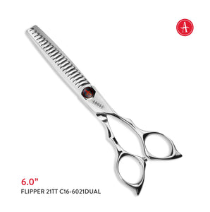 ABOVE PROFESSIONAL SHEARS Flipper 21TT No-Line Dual Tooth Blending Shears 6in C16-6021DUAL