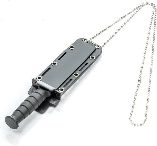 SE " 6in. Neck Knife, Black Handle/Black Blade, Neck Chain KFD70897-1BK