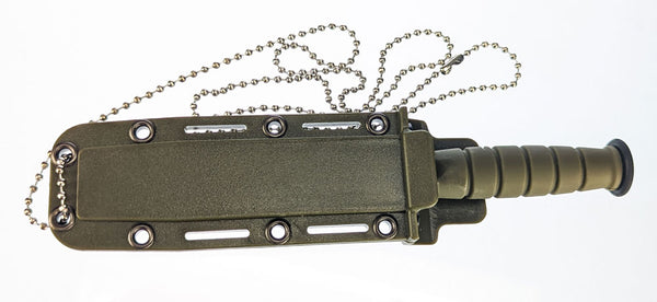 SE 6in. Neck Knife, Black Handle/Green Blade, Neck Chain KFD70897-1GN
