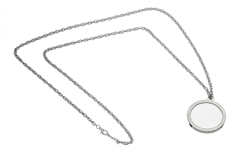 SE Glass Lens Necklace Magnifier 4.5X with 36" Silver Color Chain (2.8MM) MG2011SS