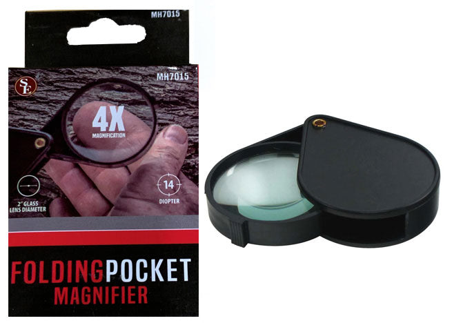 SE 2" Glass Lens Folding Pocket Magnifier 4X MH7015
