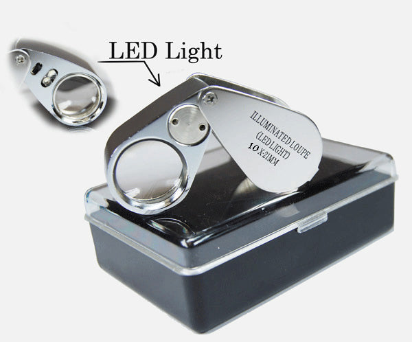 SE 10x21MM/2 LED Illuminated Jeweler's Loupe MJ3621L-10X