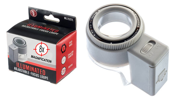SE Loupe - Illuminated Adjustable-Focus with Ruler Scale 8X ML7527L