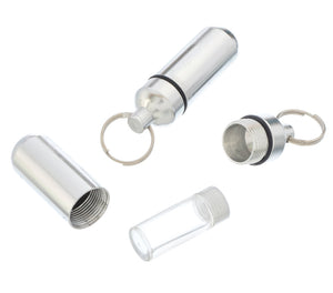 SE Aluminum ID Holder with Removable Plastic Vial & Key Ring (Chrome) PH17DS-36