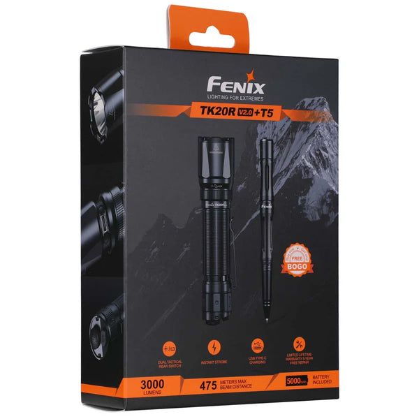 FENIX Rechargeable Tactical Flashlight TK20R V2.0 & T5 Pen