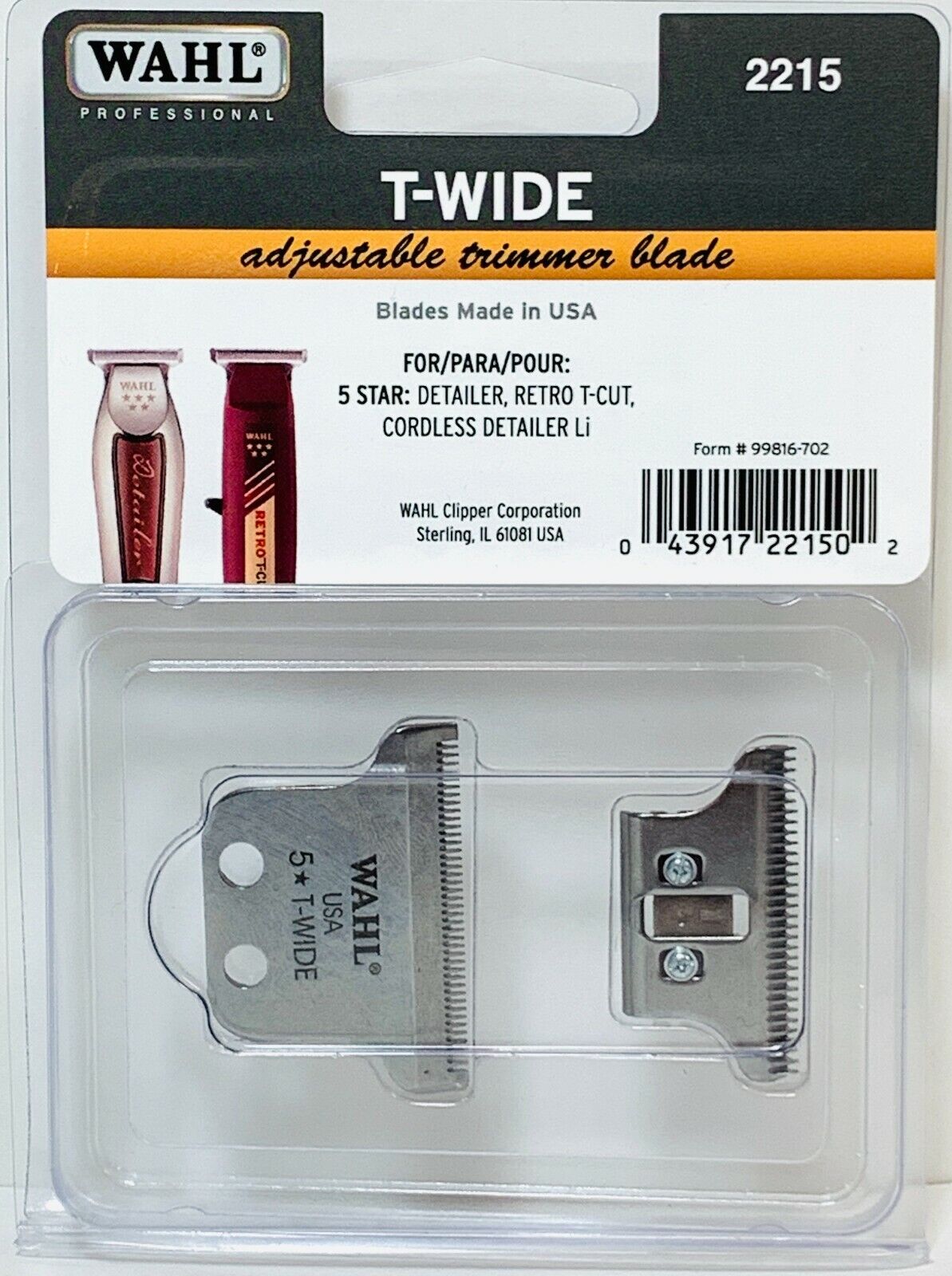 WAHL T-Wide Adjustable Trimmer Blade 2215
