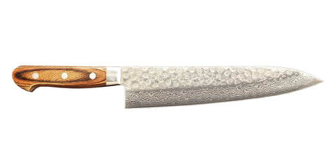 KIKUICHI Series Warikomi Damascus Tsuchime Gyotu 8in WDT21