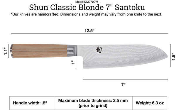 SHUN Classic Blonde Santoku 7in DM0702W