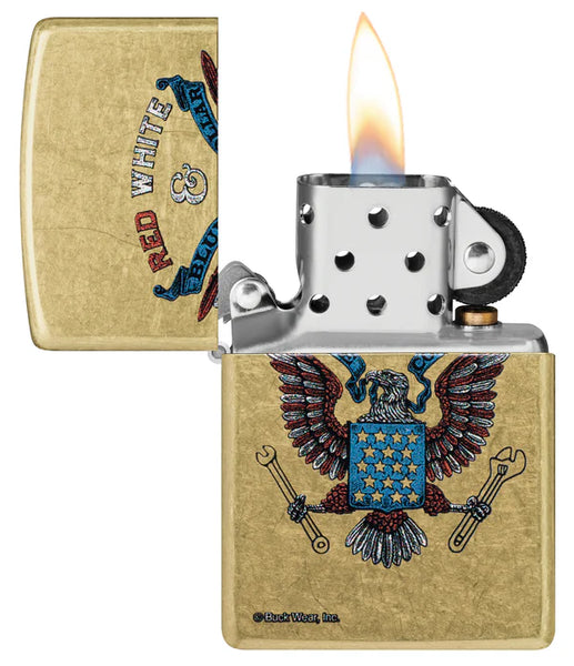 ZIPPO Buck Wear Red, White and Blue-Collar Design 46936