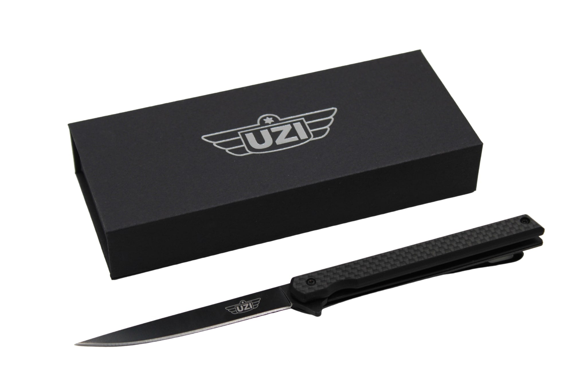 UZI Occams Razor Style Knife with Carbon Fiber Sclaes UZK-FDR-OR03
