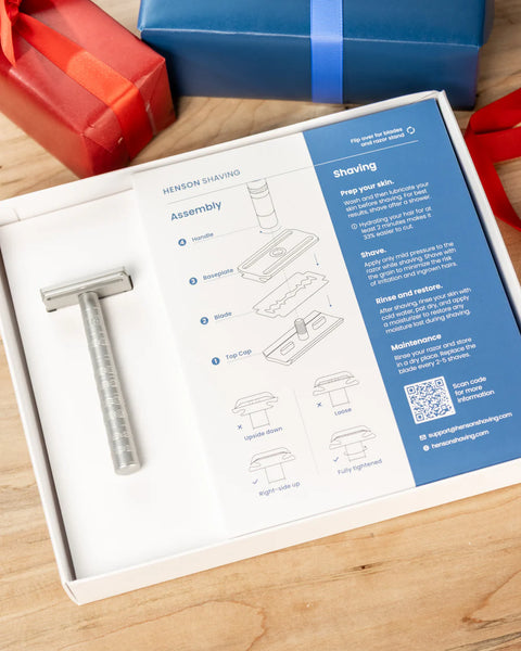 HENSON Gift Set - Safety Razor - Aluminum - Medium Silver AL13SET