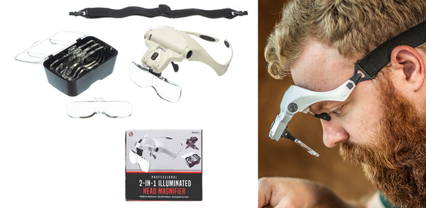 SE Frames - 2in1 Professional Illuminated Head Magnifier with Head Strap and 5 Lens 1X-3.5X MH1055LC-5