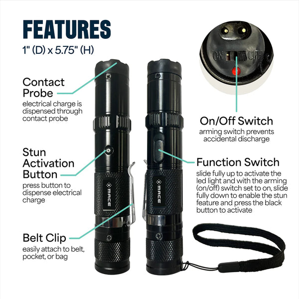MACE Compact Stun Device Flashlight BLK - 80534