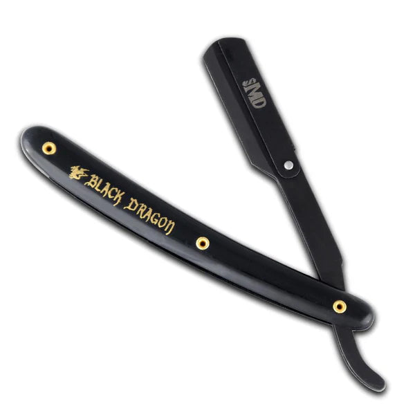 MD BARBER Straight Razor - Black Dragon Plastic Handle MD2009