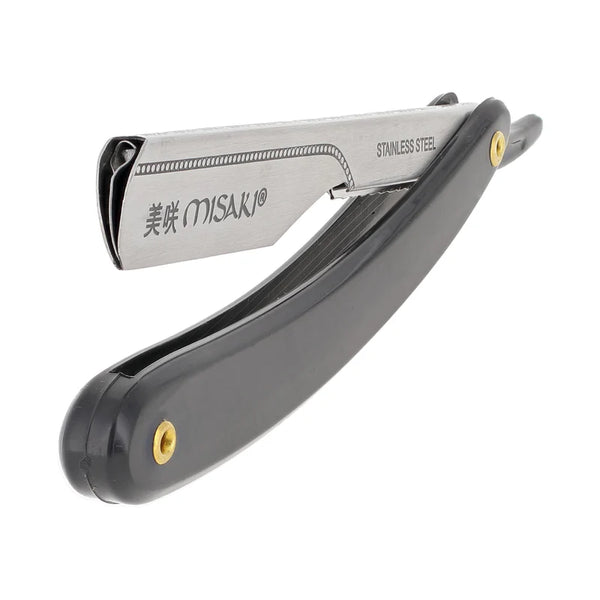 MISAKI Push/Slide Folding Shavette Razor Black MR-04BLK