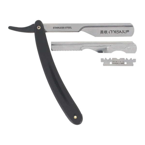 MISAKI Push/Slide Folding Shavette Razor Black MR-04BLK