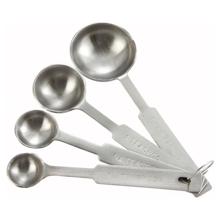 WINCO Measuring Spoon Set, 4-piece, Deluxe, Stainless Steel MSPD-4X