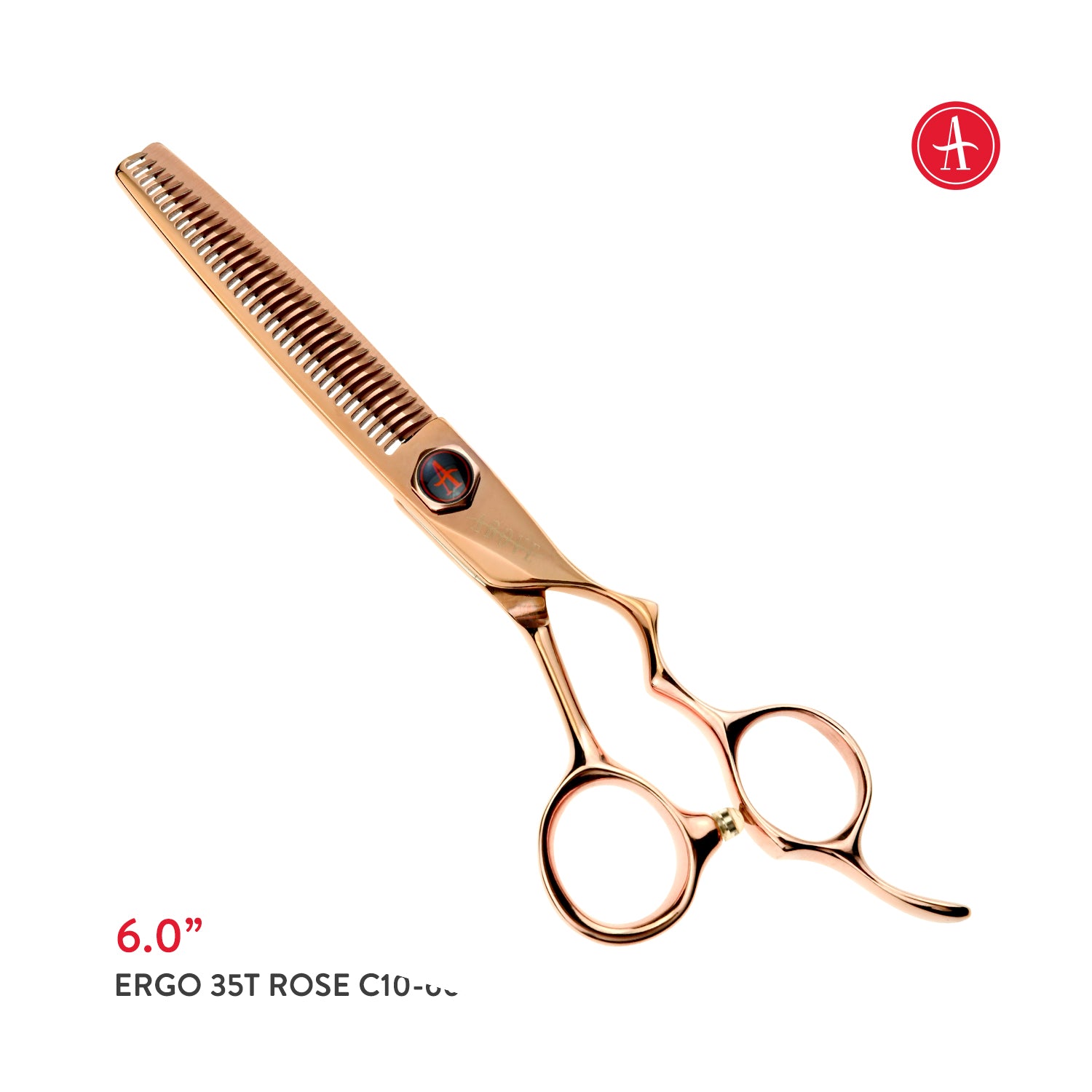 ABOVE PROFESSIONAL SHEARS Ergo 35T Rosegold No-Line Blending Hair Cutting Shears 6in C10-6035RG