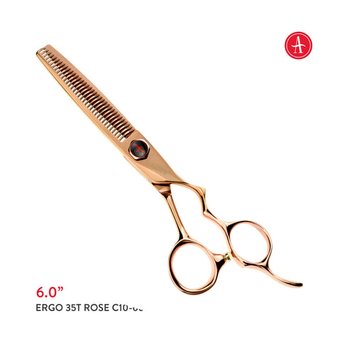 ABOVE PROFESSIONAL SHEARS Ergo 35T Rosegold No-Line Blending Hair Cutting Shears 6in C10-6035RG