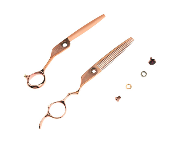 ABOVE PROFESSIONAL SHEARS Ergo 35T Rosegold No-Line Blending Hair Cutting Shears 6in C10-6035RG