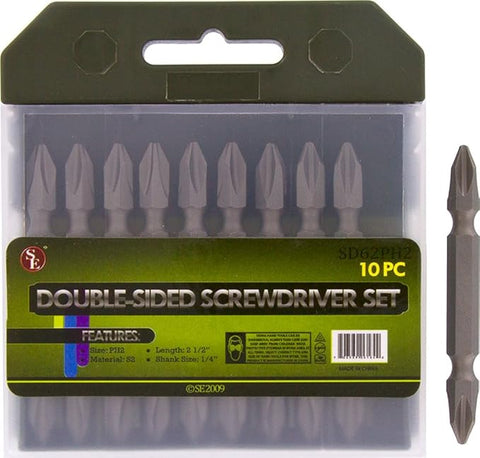 SE Double-Sided PH2 #2 Screwdriver Steel Bits 10pc SD62PH2