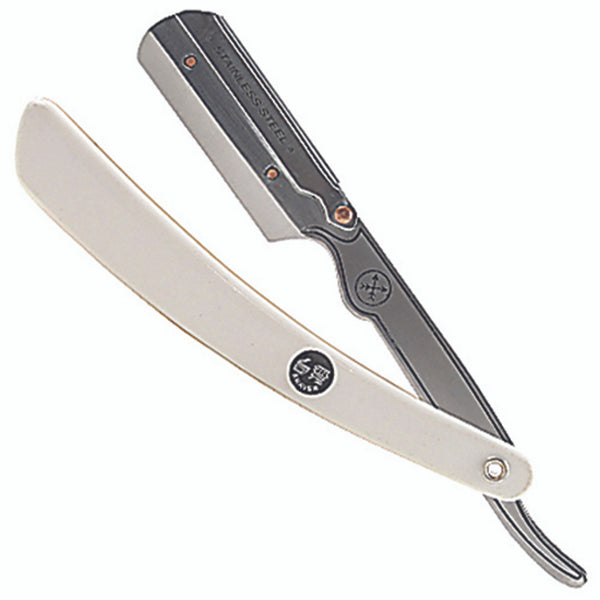 PARKER Straight Edge Barber Razor Stainless Steel Clip White SRW