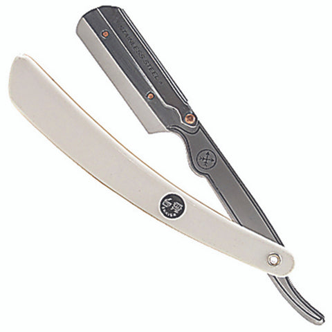 PARKER Straight Edge Barber Razor Stainless Steel Clip White SRW