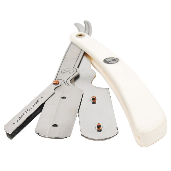 PARKER Straight Edge Barber Razor Stainless Steel Clip White SRW