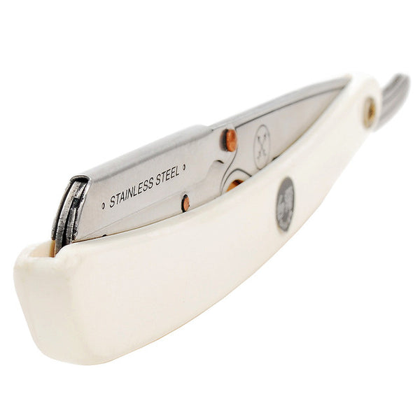 PARKER Straight Edge Barber Razor Stainless Steel Clip White SRW