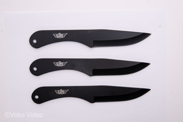 UZI 3pk Throwing Knives w/ Leather Sheath UZK-TRW-004
