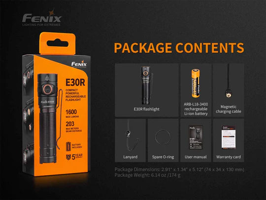FENIX Compact Rechargeable Flashlight E30R