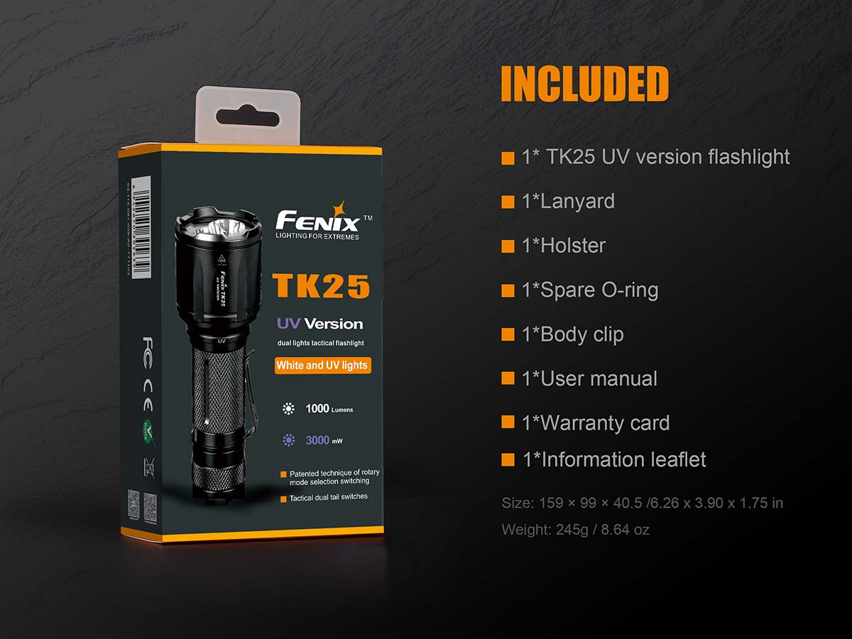 FENIX UV Tactical Flashlight TK25UVBK