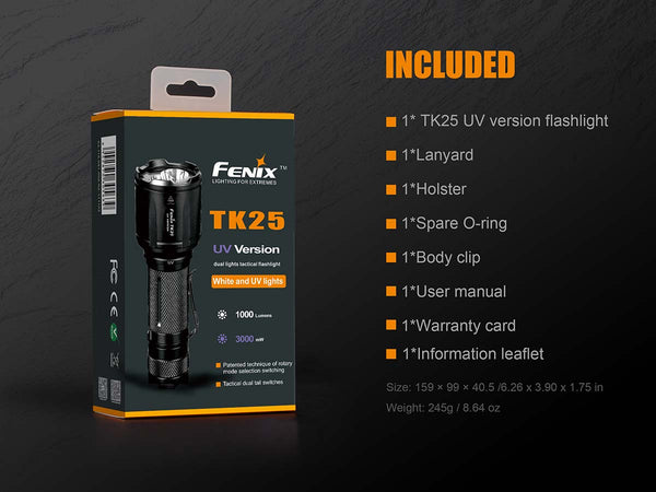 FENIX UV Tactical Flashlight TK25UVBK