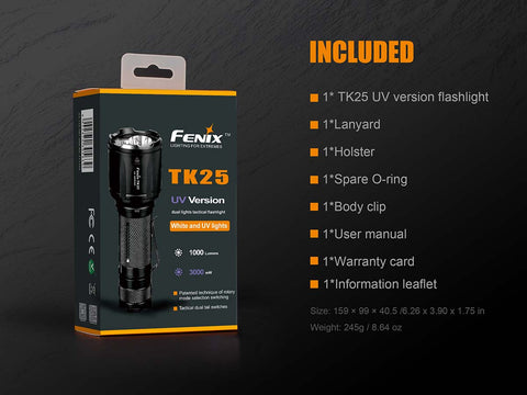 FENIX UV Tactical Flashlight TK25UVBK