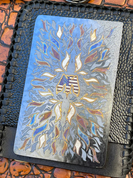 MUMM-TIMBLAJAC MUMMERT KNIVES Timascus Black Jack Cutting Card