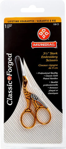 MUNDIAL Classic Forged Stork Embroidery Scissors 3.5in 108-CS