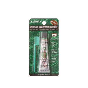 CLUBMAN PINAUD Moustache Wax with Brush/Comb 0.5oz - Brown 070624