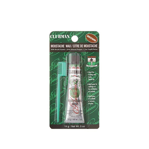 CLUBMAN PINAUD Moustache Wax with Brush/Comb 0.5oz - Brown 070624