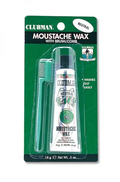 CLUBMAN PINAUD Moustache Wax with Brush/Comb 0.5oz - Neutral 070639
