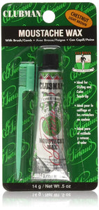 CLUBMAN PINAUD Moustache Wax with Brush/Comb 0.5oz - Chestnut 070642