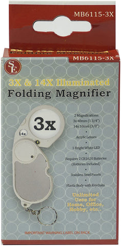 SE 3x & 14x Illuminated Folding Magnifier MB61153X